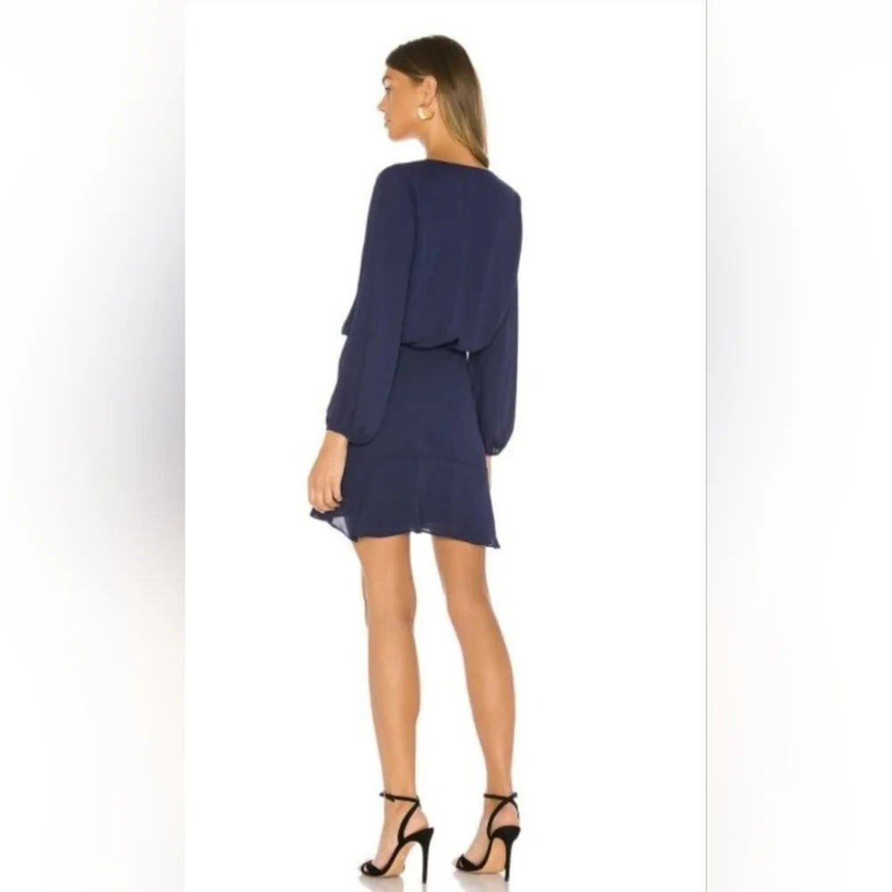 NWT Krisa Long Sleeve Surplice Dress in Navy XS - Picture 2 of 8